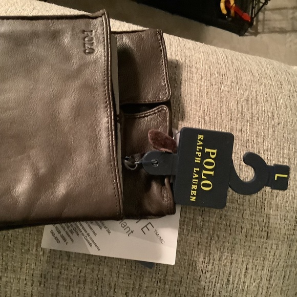 Polo by Ralph Lauren Brown Leather Gloves Size L - Picture 4 of 4